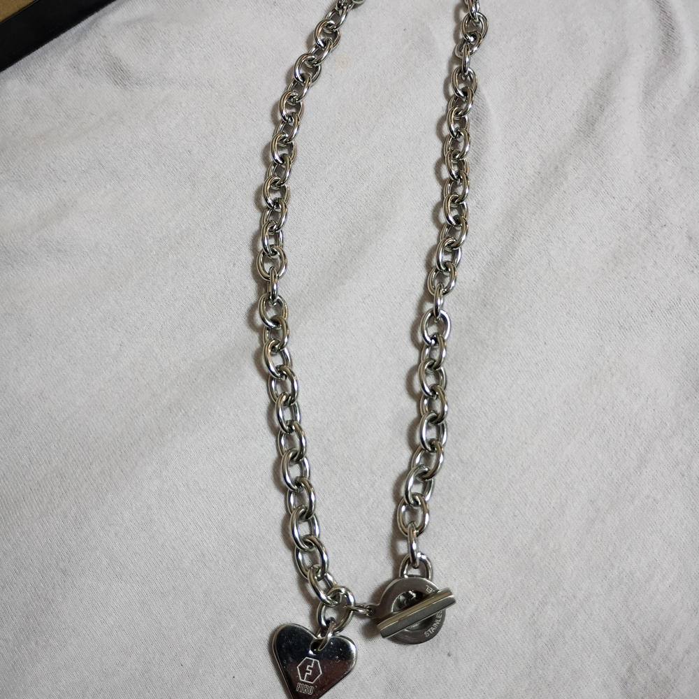 FIBO ELEGANT STAINLESS STEEL CHAIN LINK NECKLACE